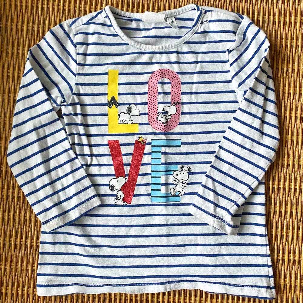 H&M Striped Peanuts Snoopy Love Shirt